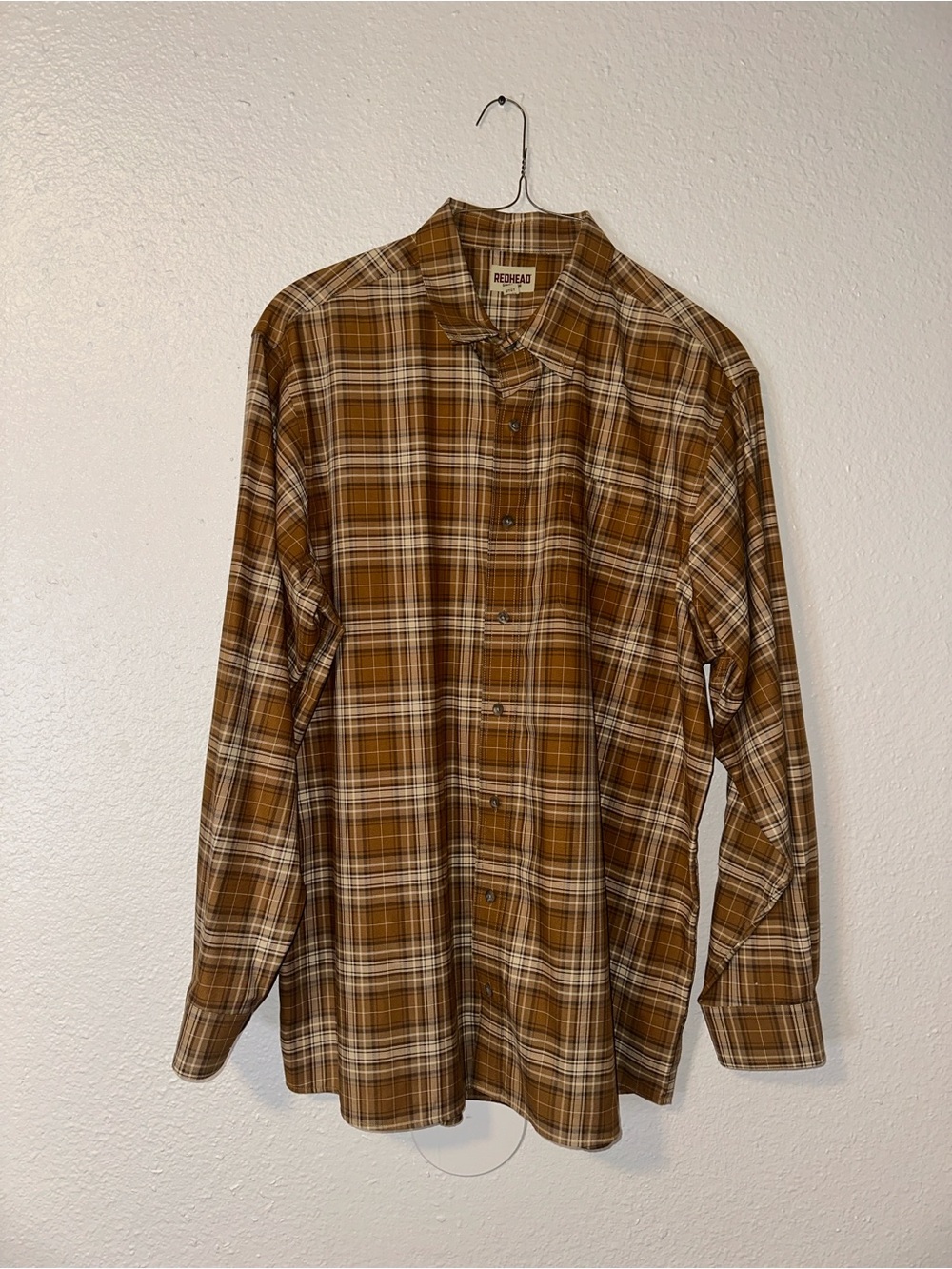 RedHead Men’s 2XLT Brown Plaid Button-Down Shirt
